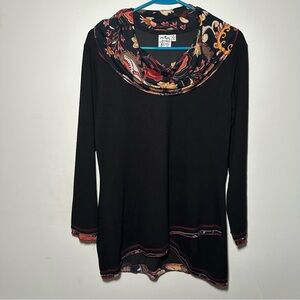 Parsley & Sage Small Artsy Lagenlook Soft Longline Tunic Longsleeve Cowl Neck